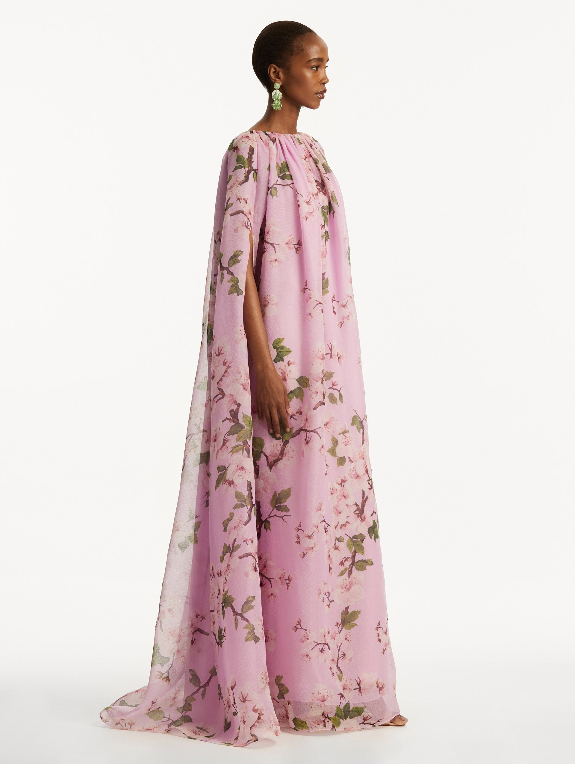 CHERRY BLOSSOM CHIFFON CAFTAN - 4