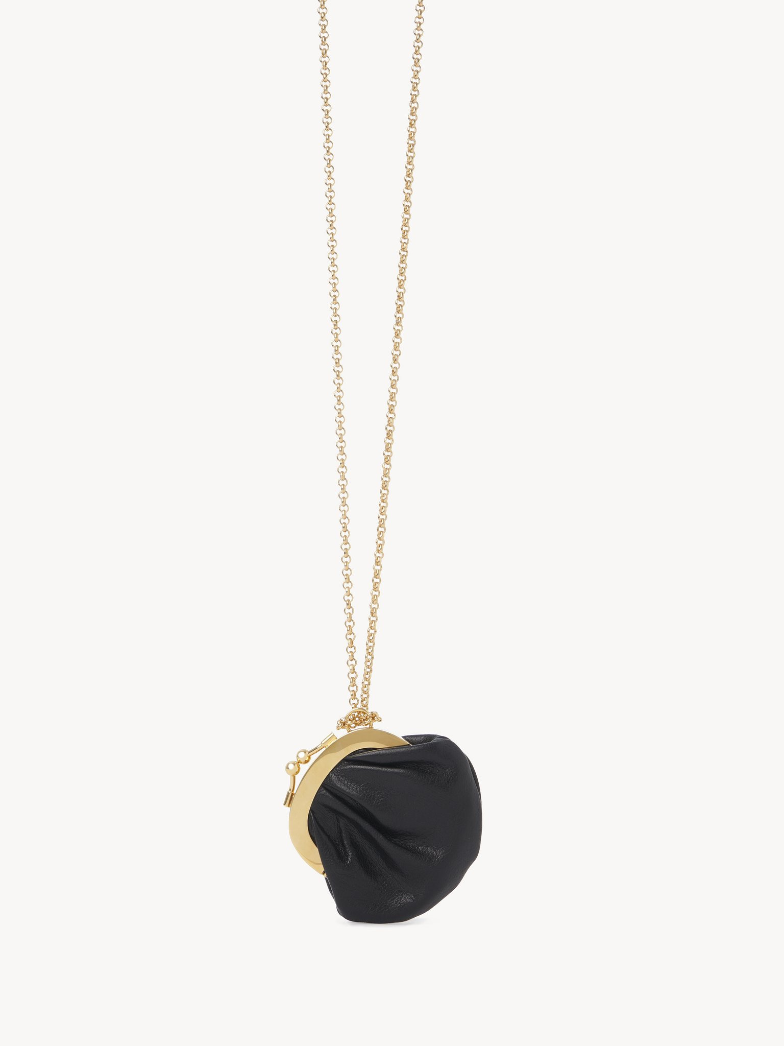 MICRO HORSE MEDAL COIN PURSE NECKLACE IN GRAINED LEATHER - 4