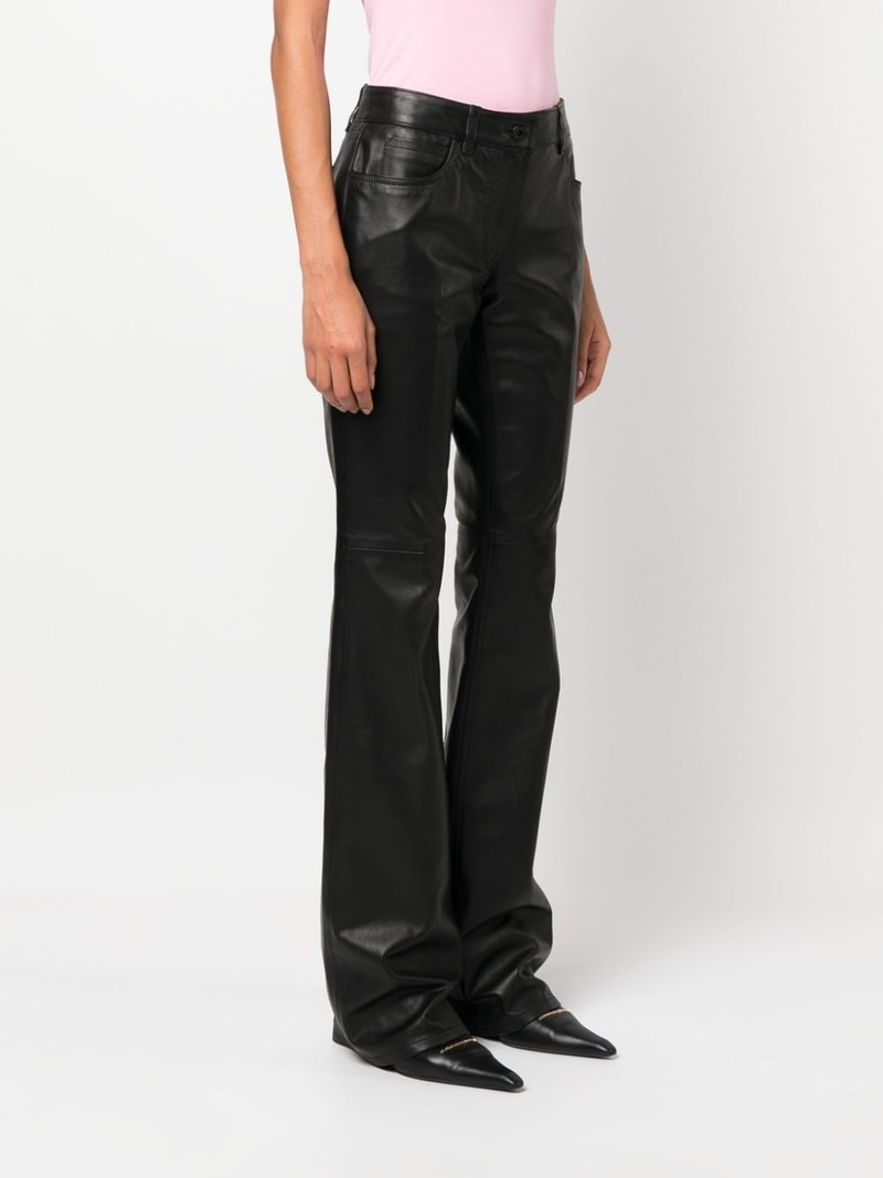slim-fit leather flared trousers 3