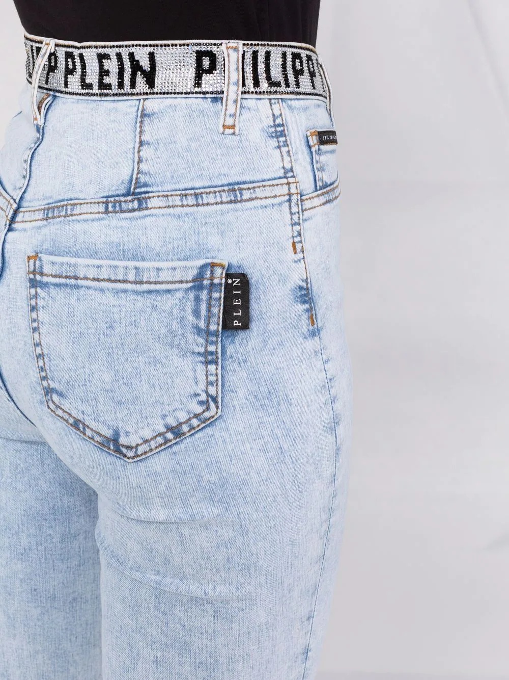 high-waist denim jeggings - 3