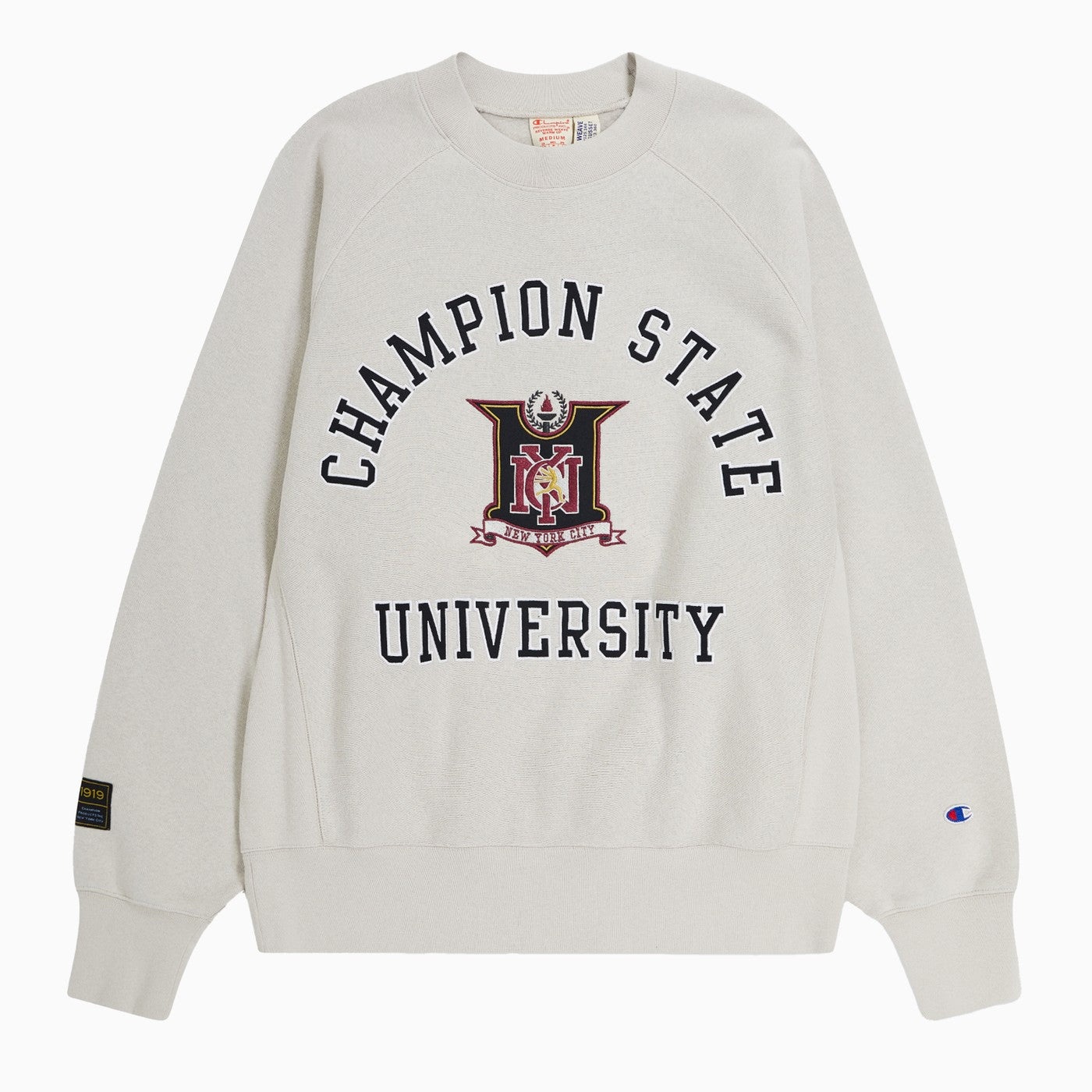 Champion Light Grey Cotton Blend Crew Neck Sweatshirt - 1