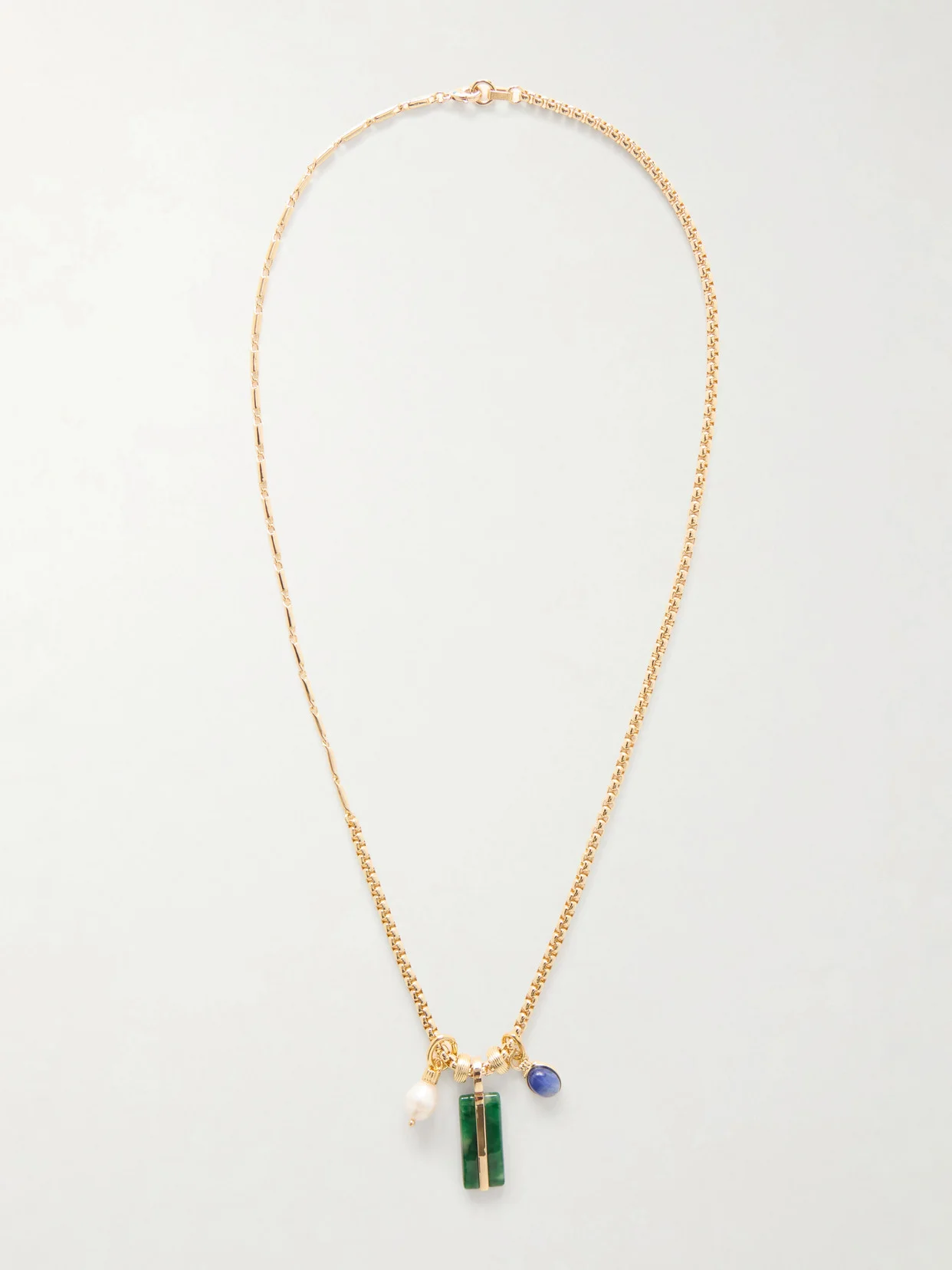 The Stone Bar Gold-tone Agate, Pearl And Lapis Lazuli Necklace - 1