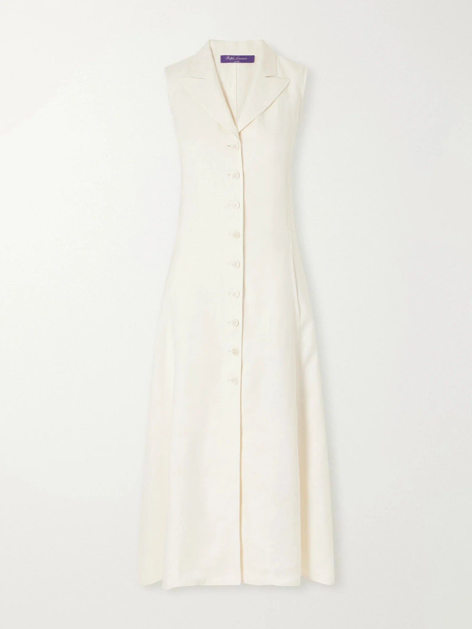 Kensley canvas silk and linen-blend midi dress Cream - 1