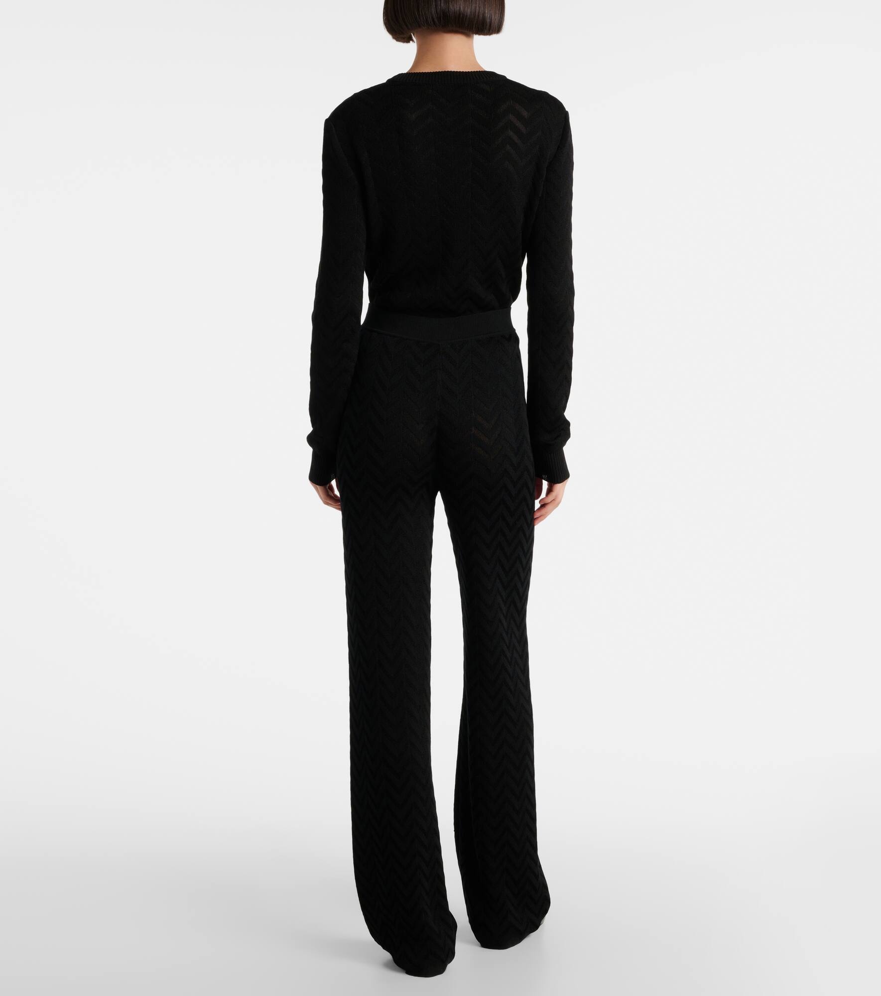 High-rise cotton-blend wide-leg pants - 3