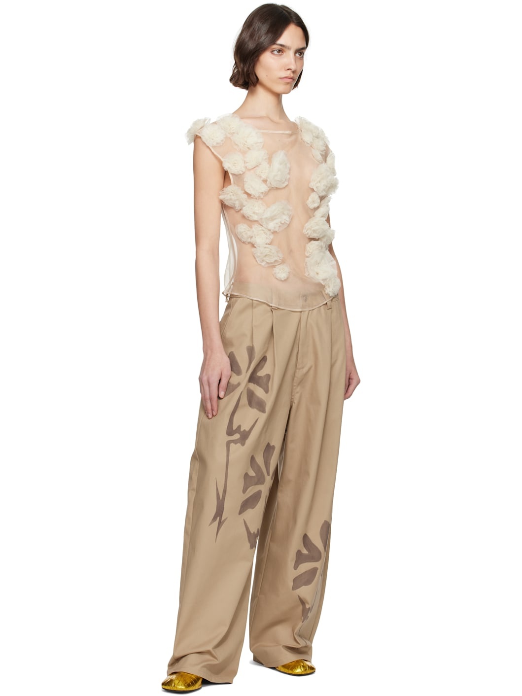 【関税込み】Collina Strada ベージュ Catchfly トラウザーズ Collina Strada Beige Catchfly Trousers | REVERSIBLE