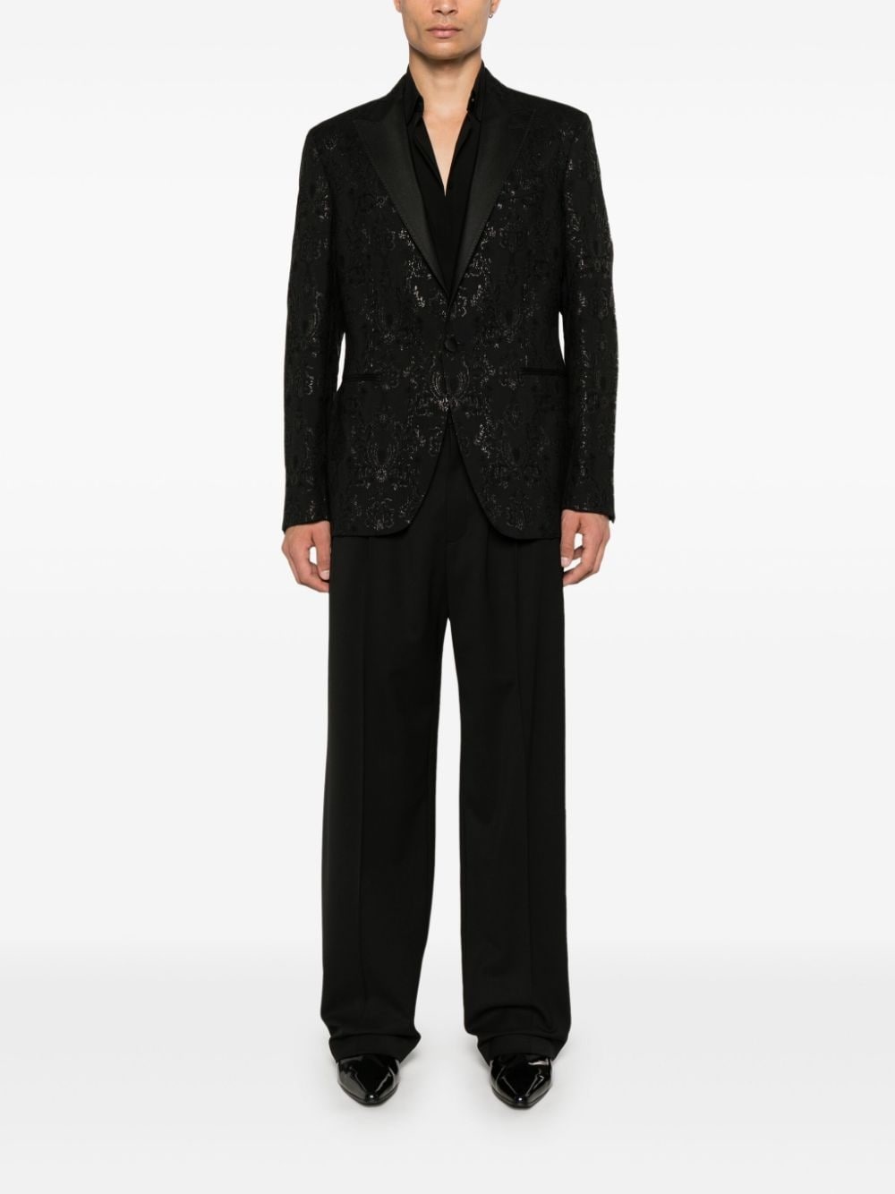 patterned-jacquard blazer - 2
