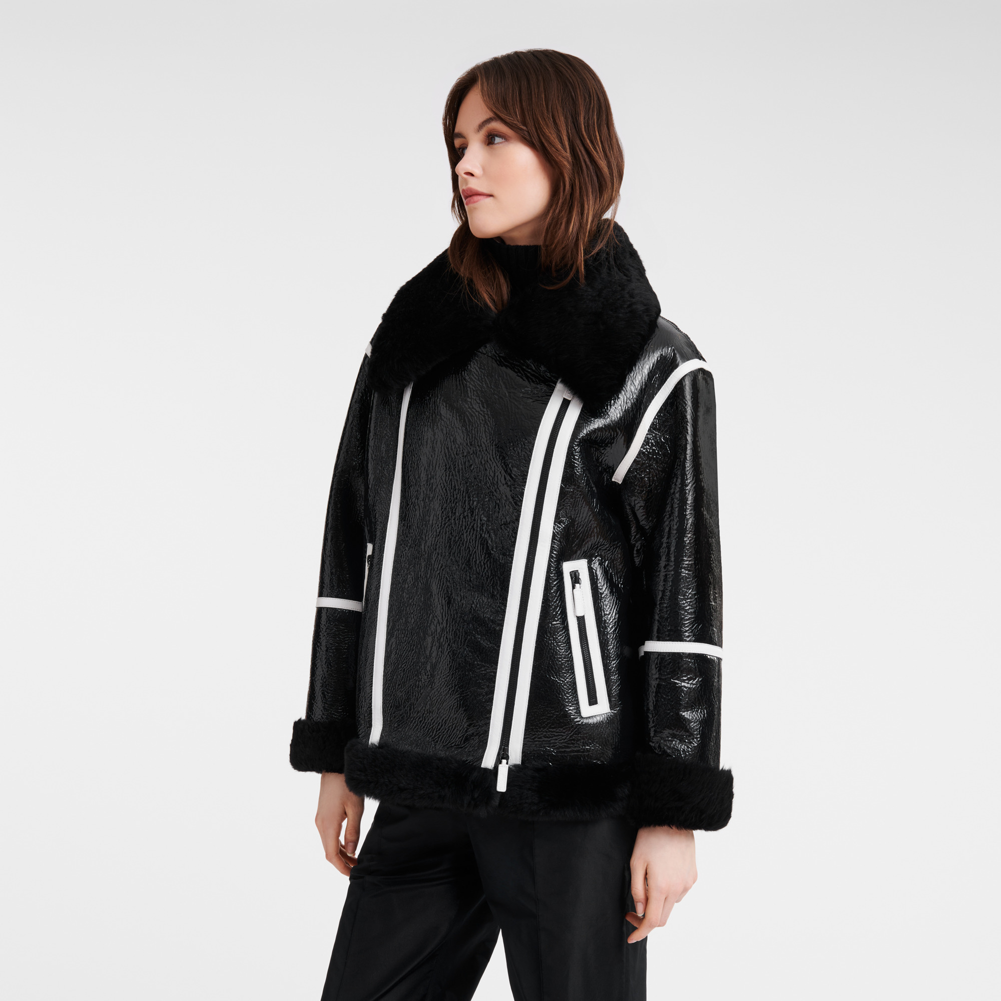 Glossy leather blouson Black - Leather - 3