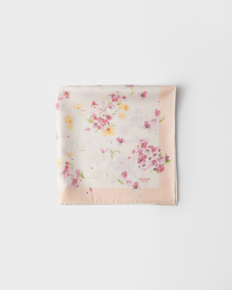 Printed silk twill scarf, 55 X 55 cm 1