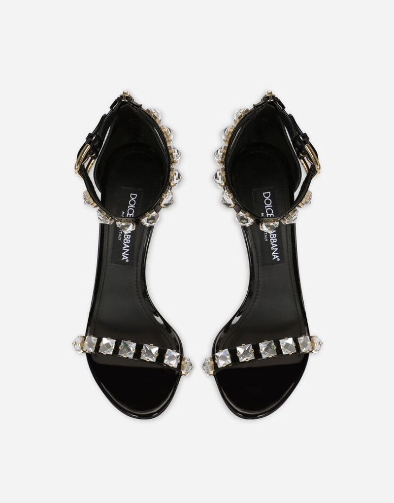 Polished calfskin sandals with rhinestones 4