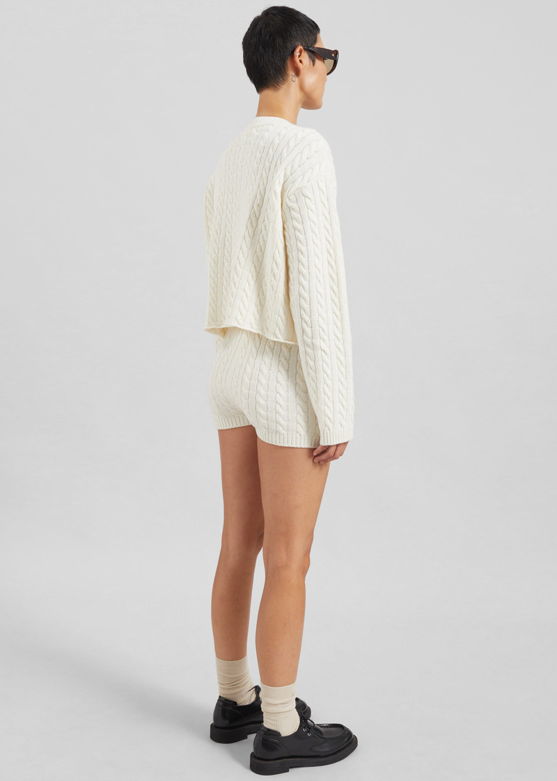 Brisbane Knit Mini Shorts - White 7