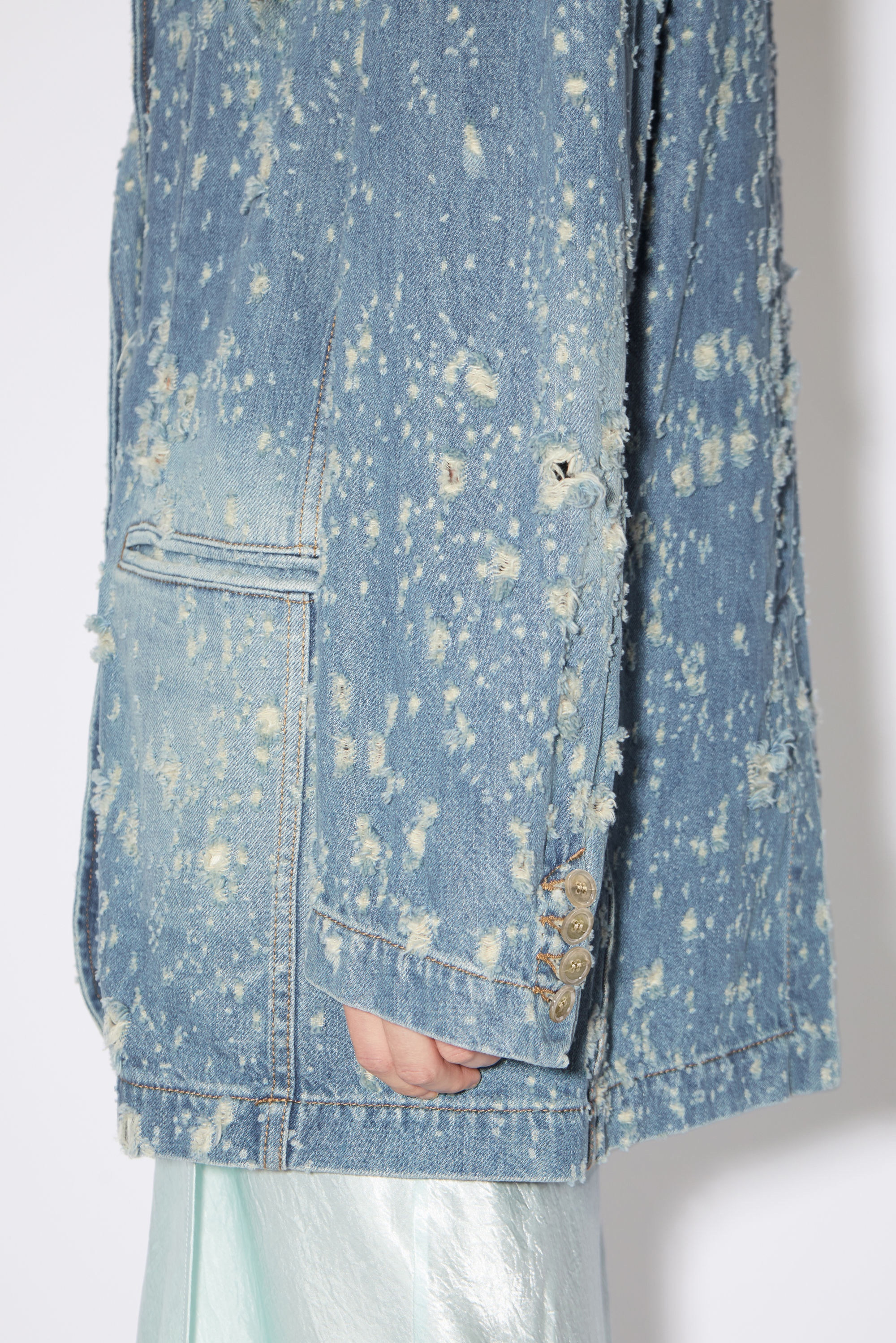 Relaxed fit denim suit jacket - Mid blue - 5