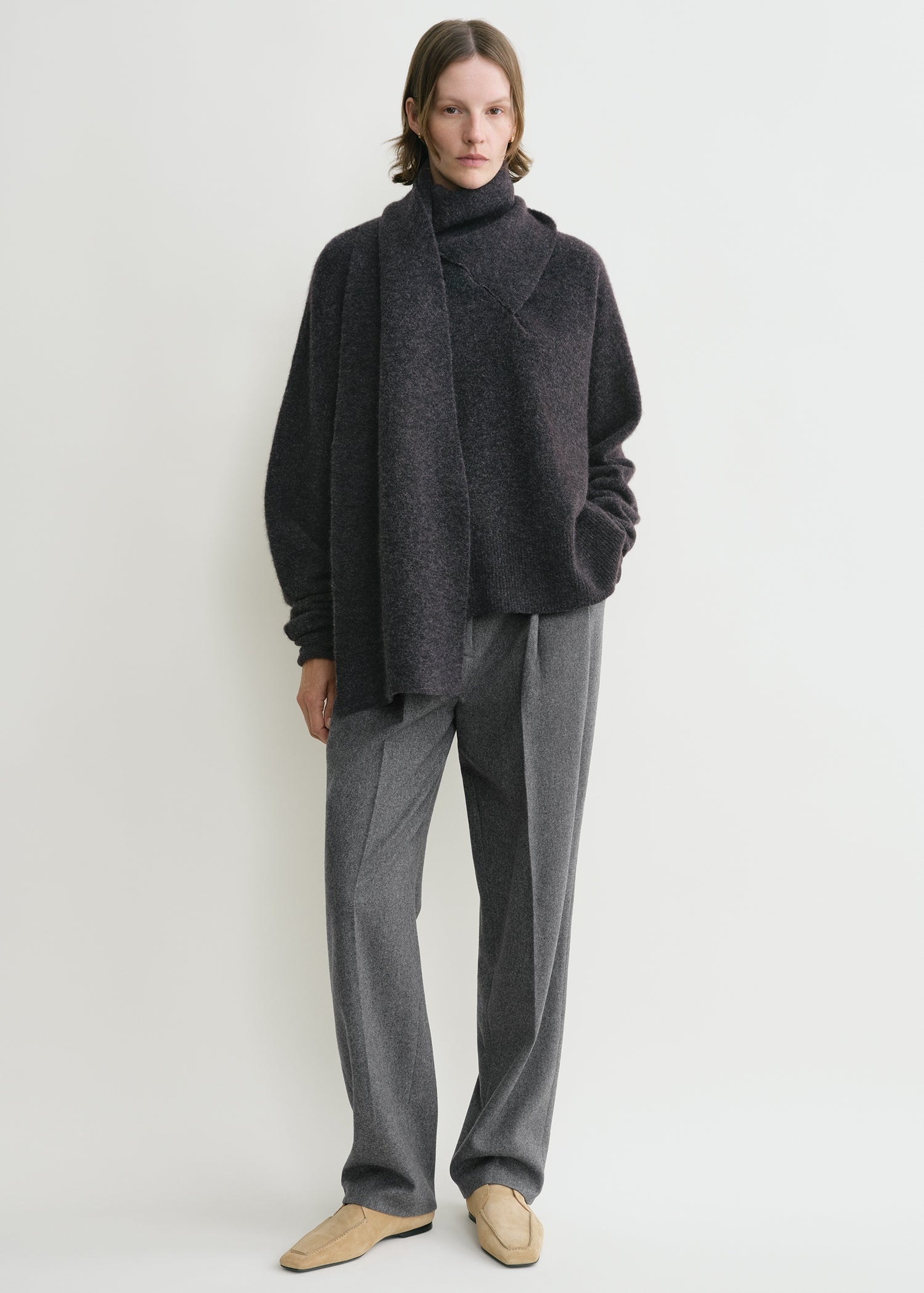 Draped-scarf knit granite - 2