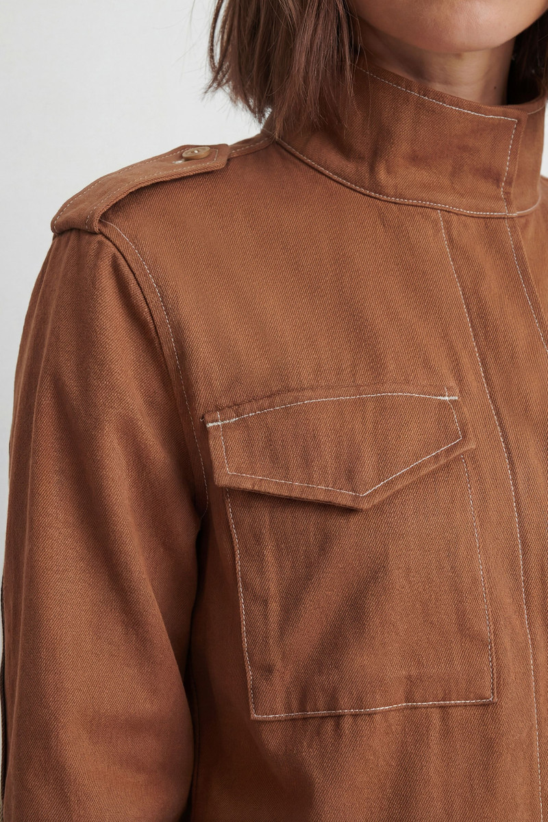 KAREN MILLEN Tailored Military Cotton Striped Jacket outlook