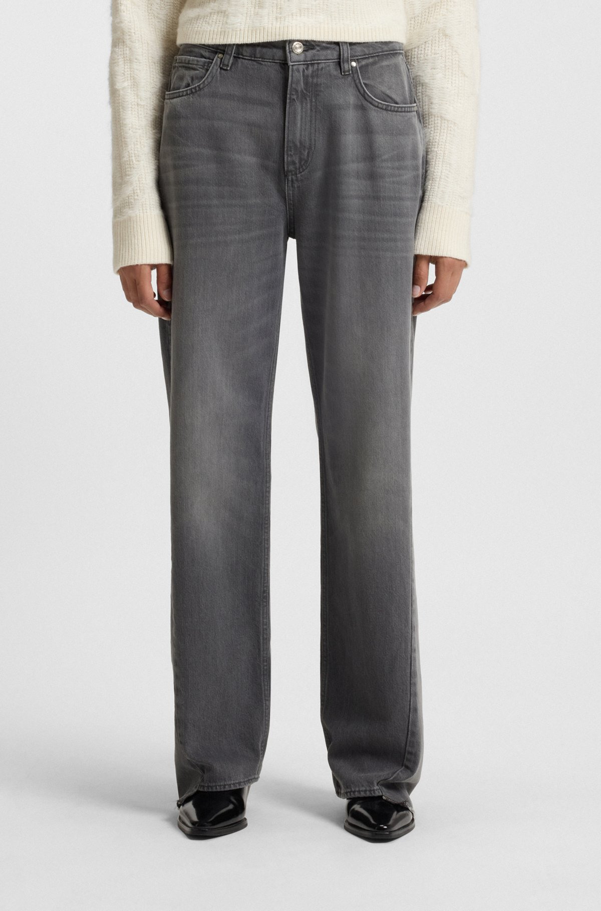 BOYFRIEND-FIT JEANS IN GRAY RIGID DENIM - 2