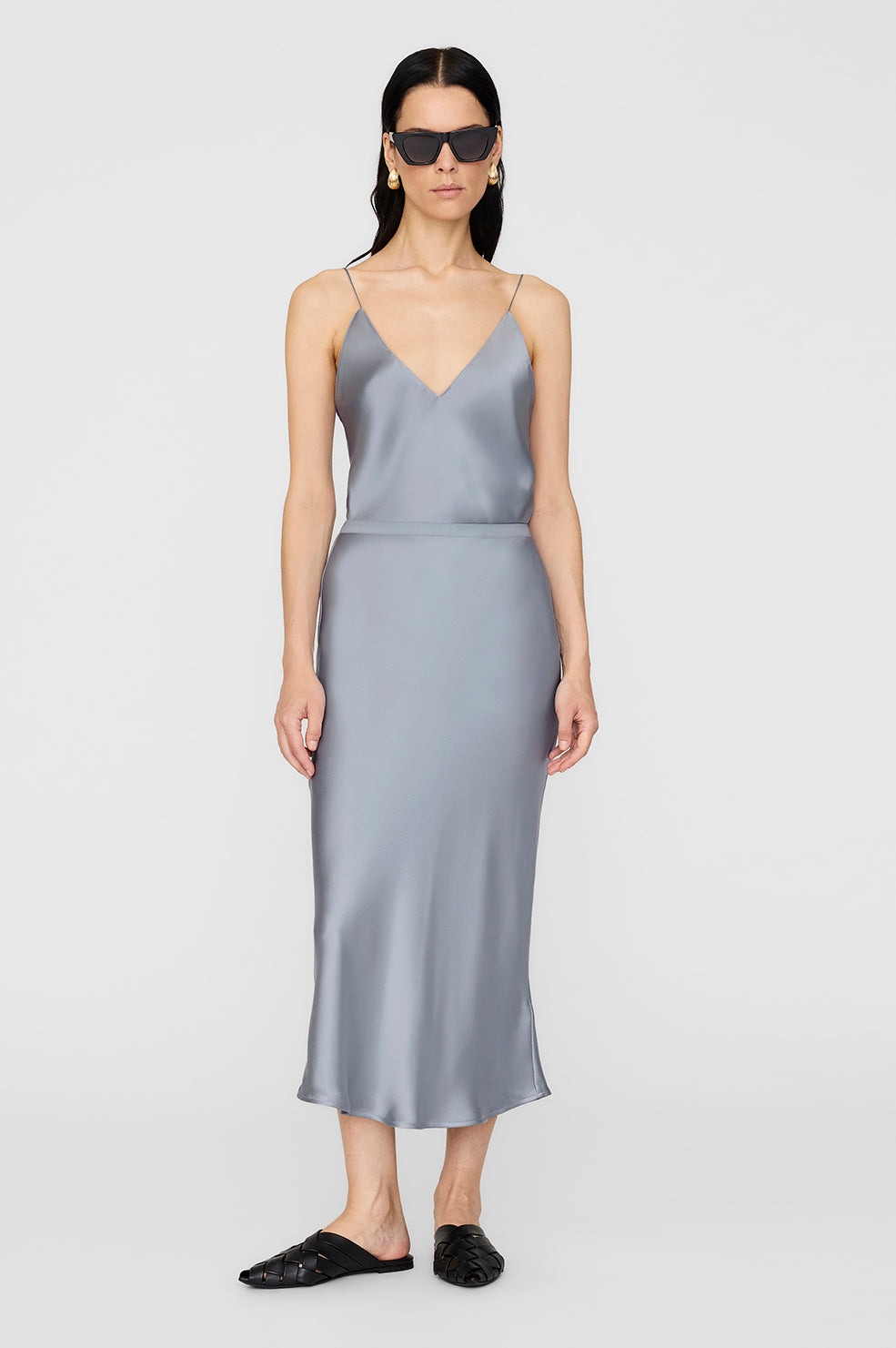 Bar Silk Skirt - Pastel Blue - 2