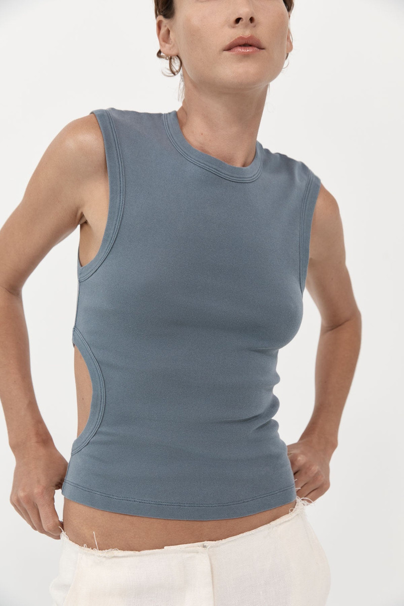 Organic Cotton Cut Out Tank - Diesel Grey 3