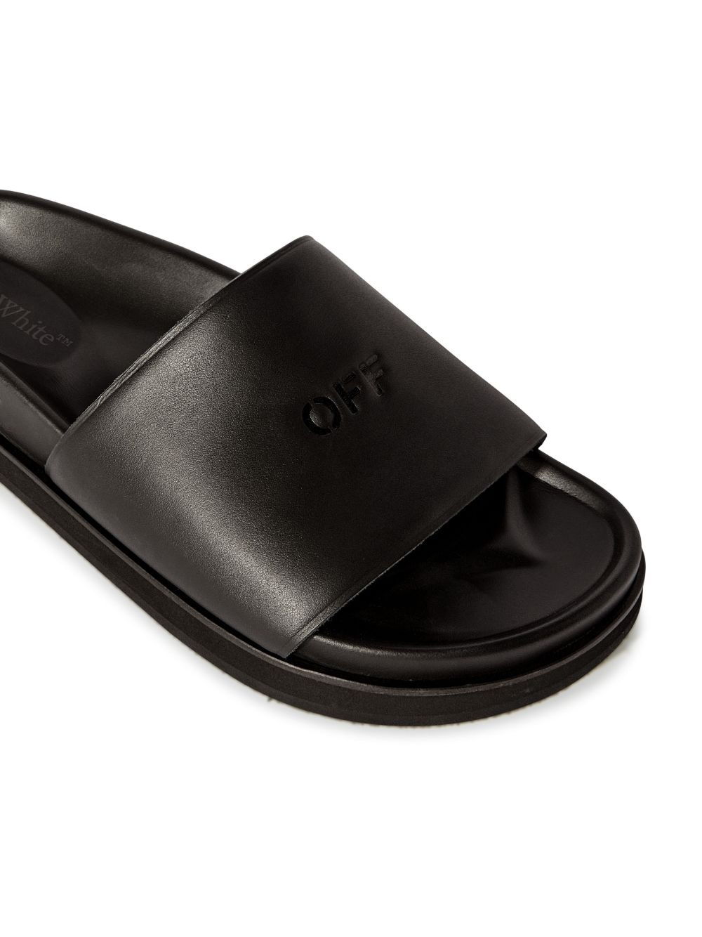 logo-debossed leather slides - 5