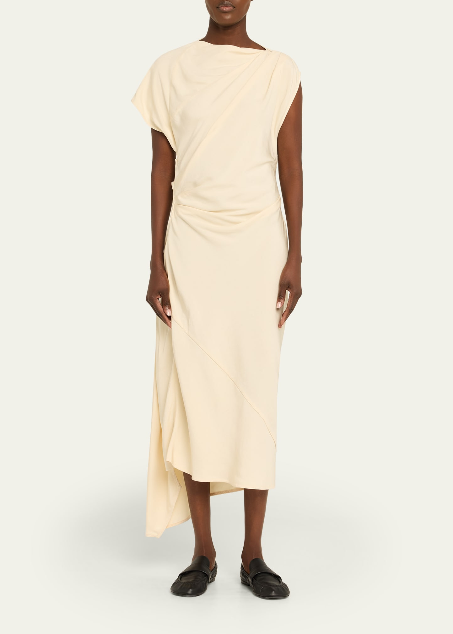 Hallie Hammered Viscose Draped Midi Dress - 2