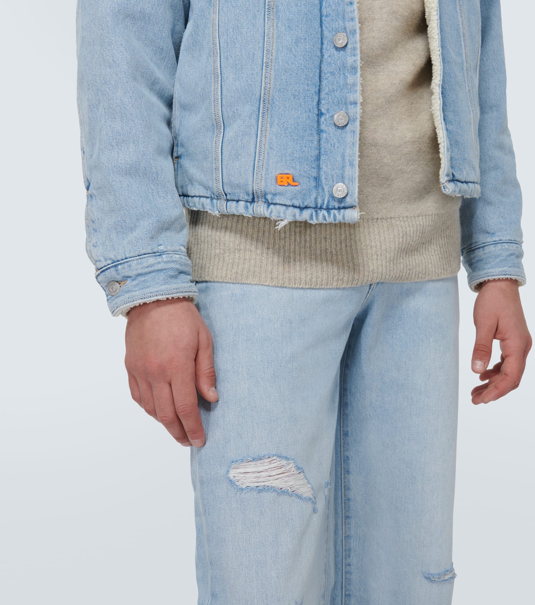 Faux fur-trimmed denim jacket - 6