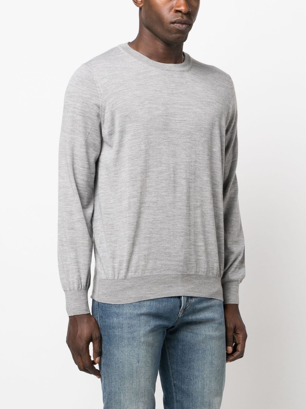 mélange-knit crew-neck jumper - 3