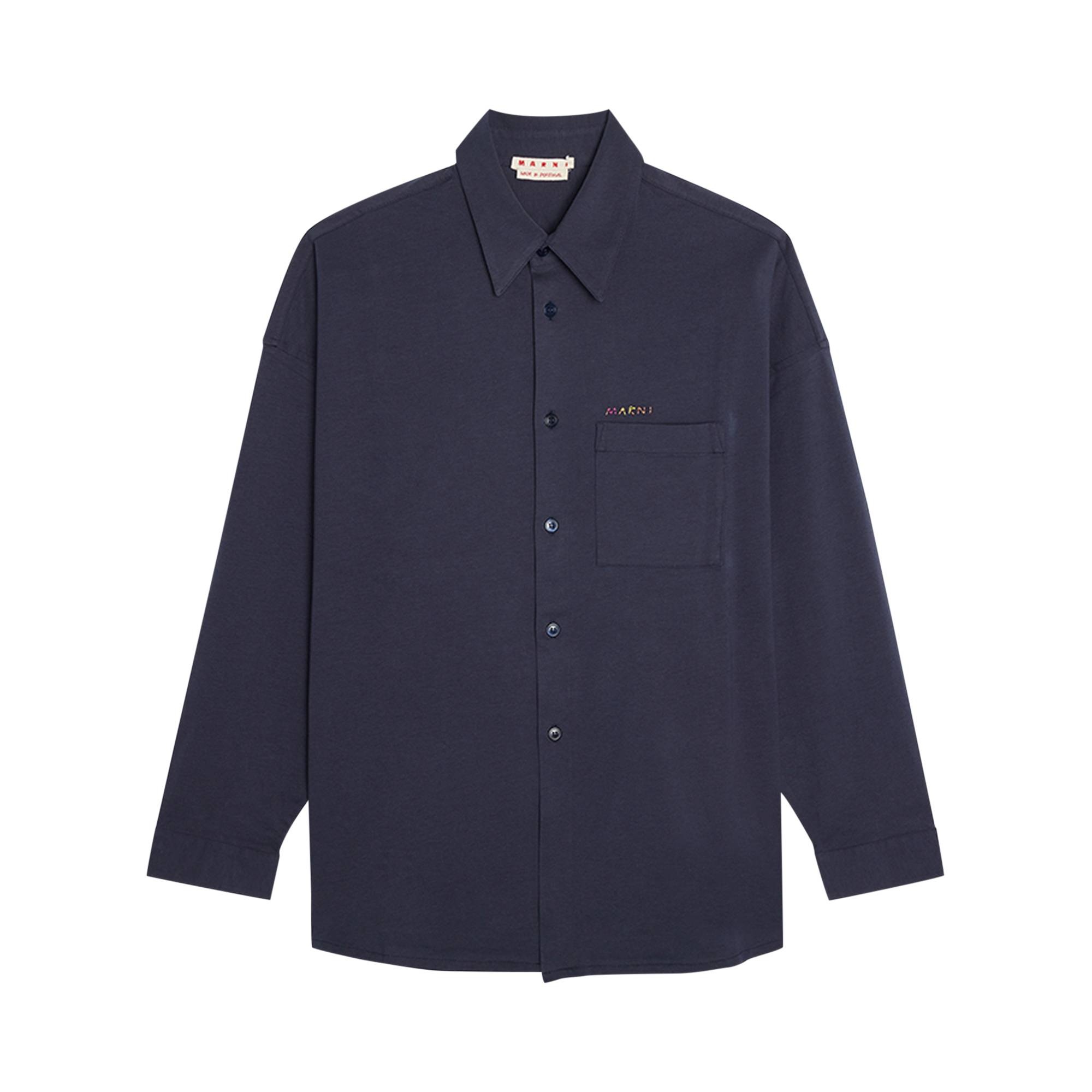 Marni Boxy Fit Long-Sleeve Shirt 'Blue/Black' - 1