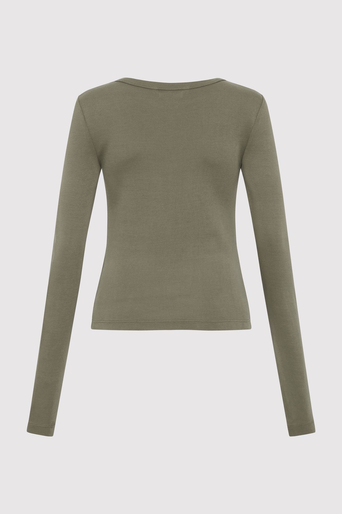 Organic Cotton Long Sleeve Top - Smokey Olive - 6