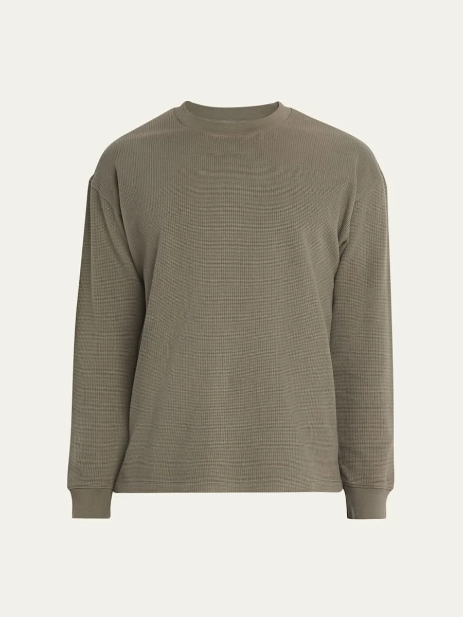 Men's Cotton Waffle Textured Long-Sleeve T-Shirt - 1