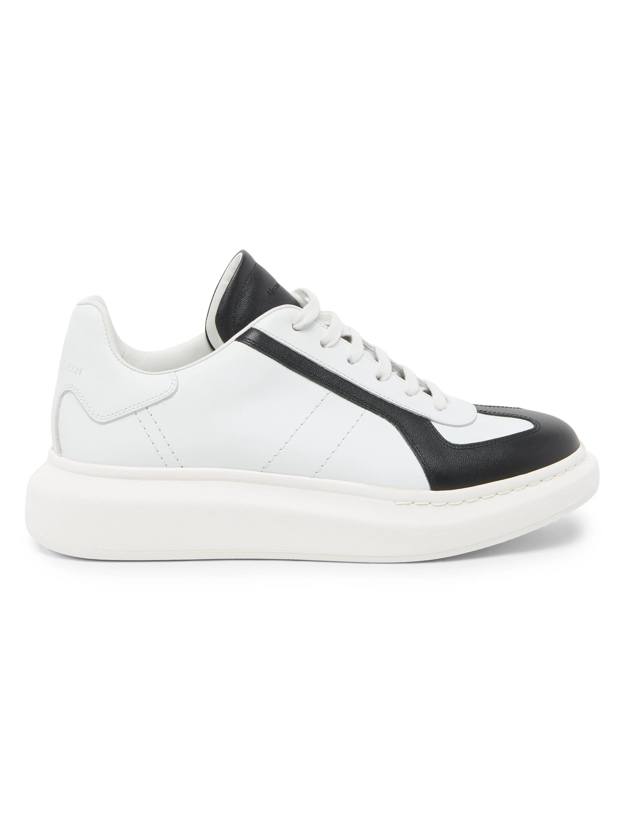 Men's Oversized Retro Leather Low-Top Sneakers - White Black - 1