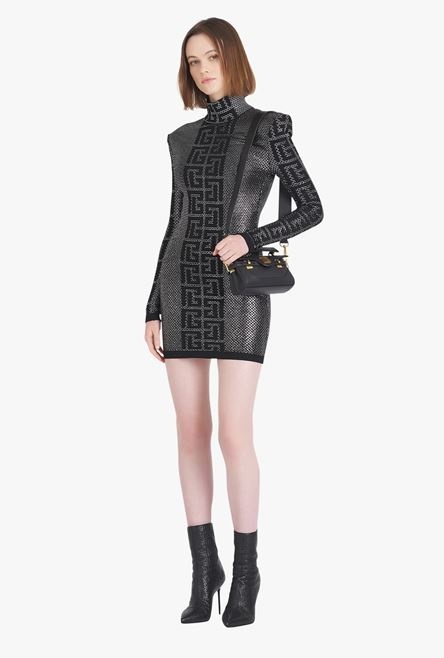 Short dress with black and silver mosaic Balmain monogram - 2