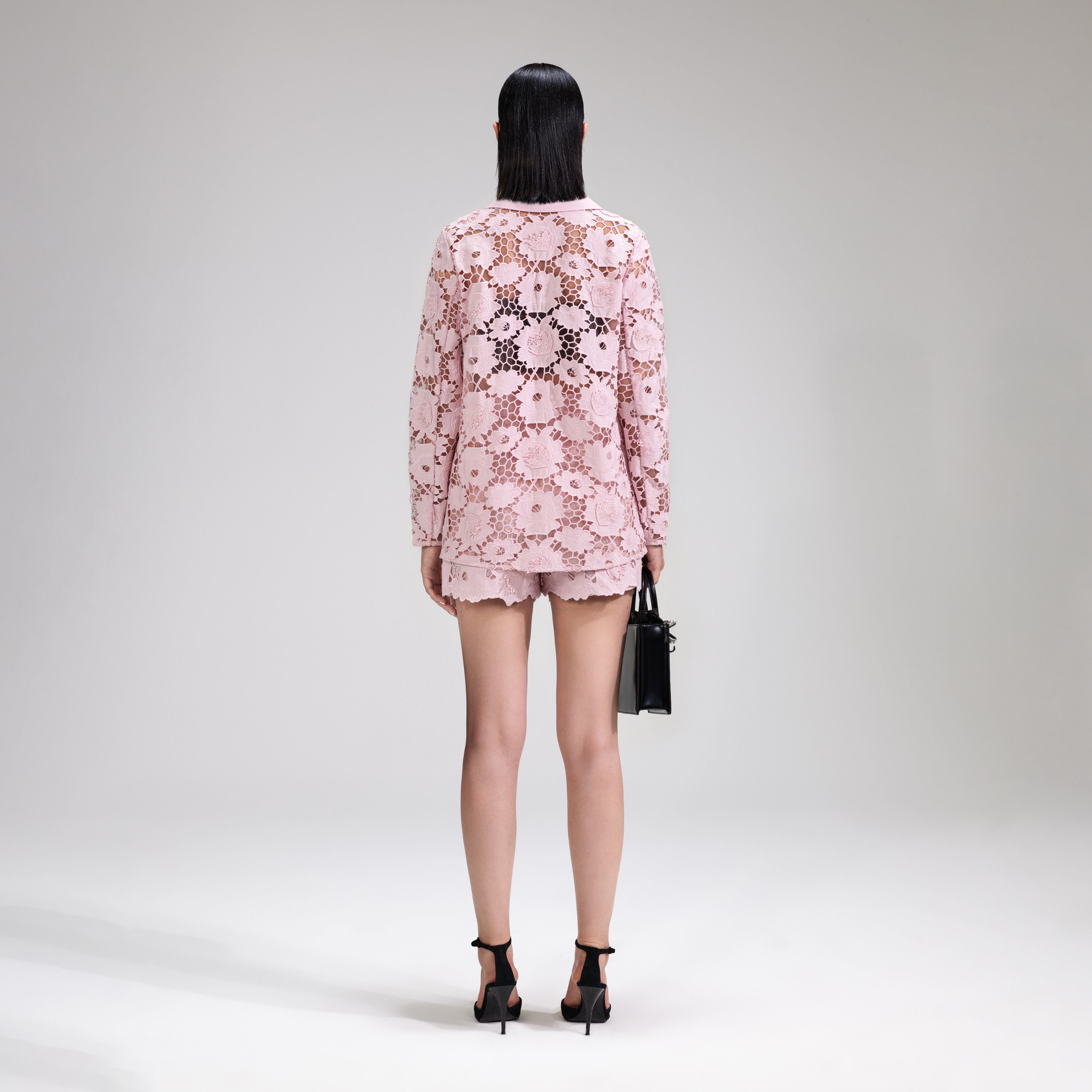 Pink 3D Cotton Lace Shorts - 3