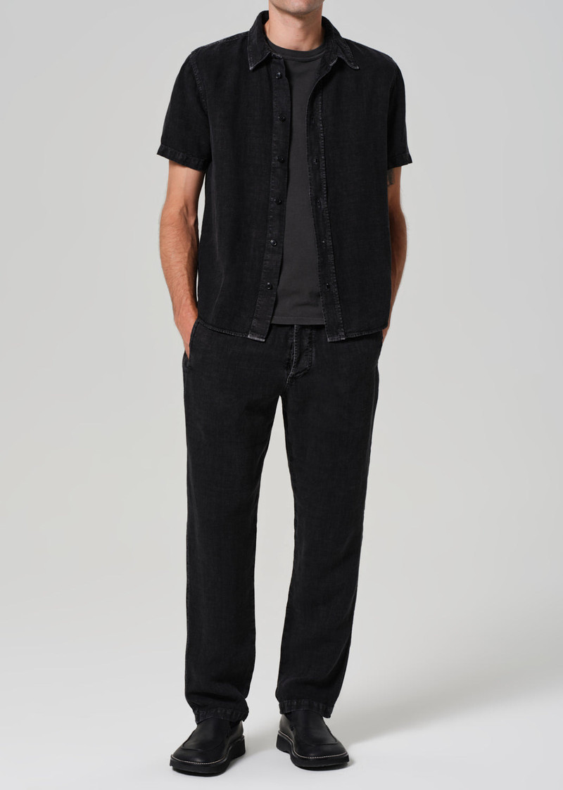 Cairo Short Sleeve Linen Shirt In Washed Black 6
