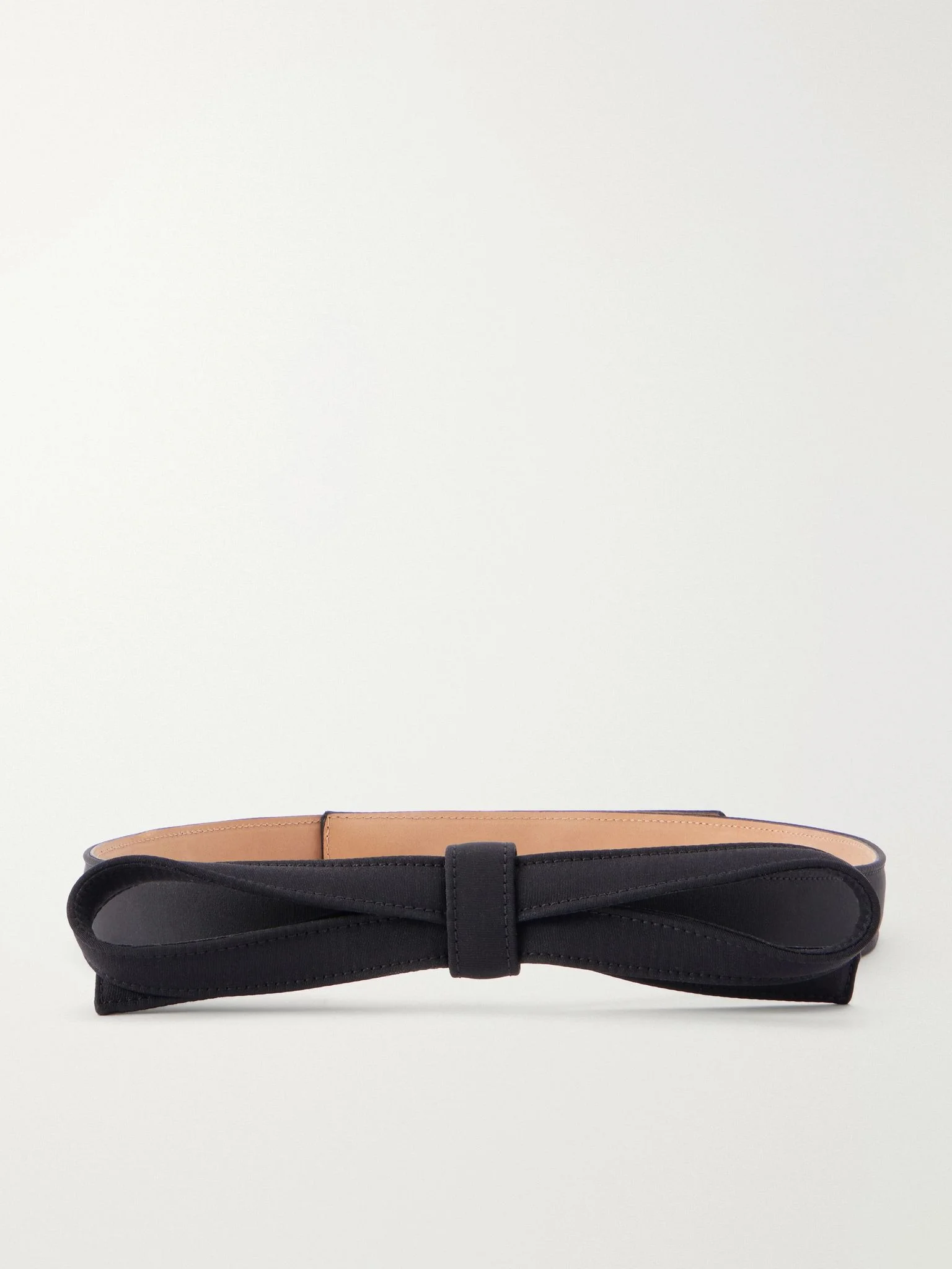 Ribbon-detailed silk-faille belt Black - 1