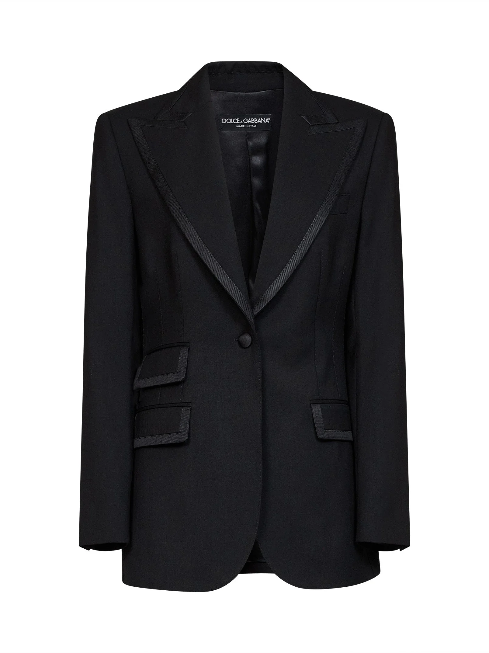 Black stretch twill Turlington single-breasted jacket - 1