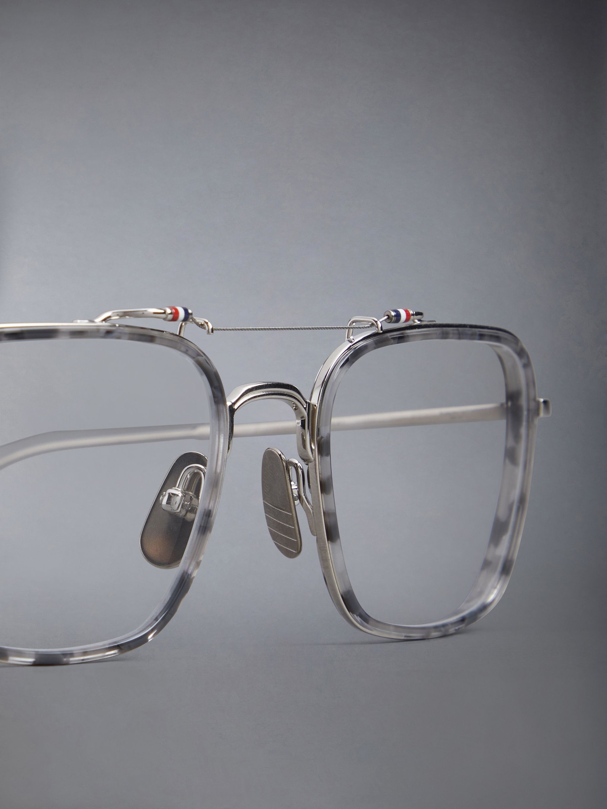 Acetate And Titanium Rectangular Aviator Eyeglasses - 5