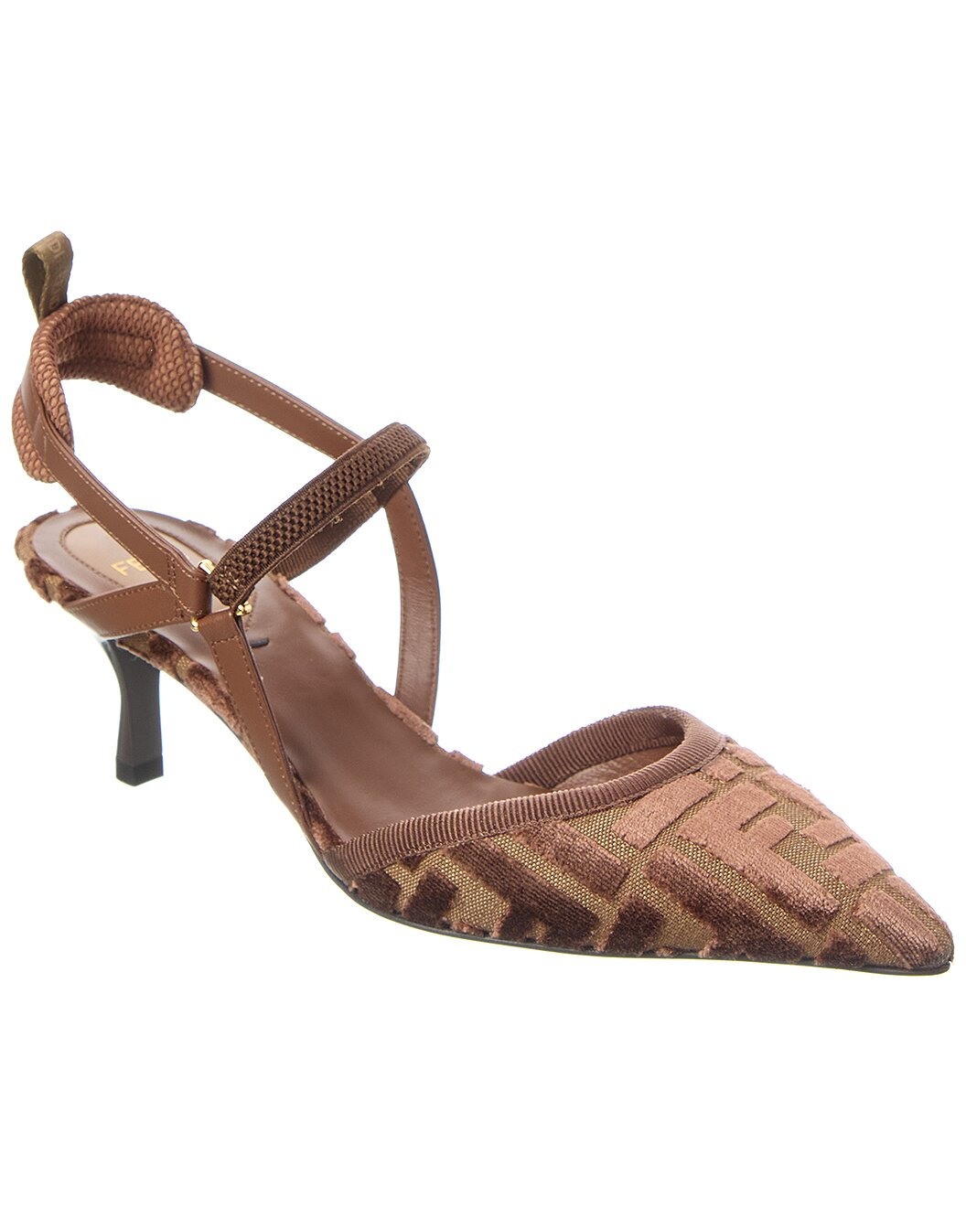 FENDI Colibri Lite FF Jacquard Velvet Slingback Pump - 1