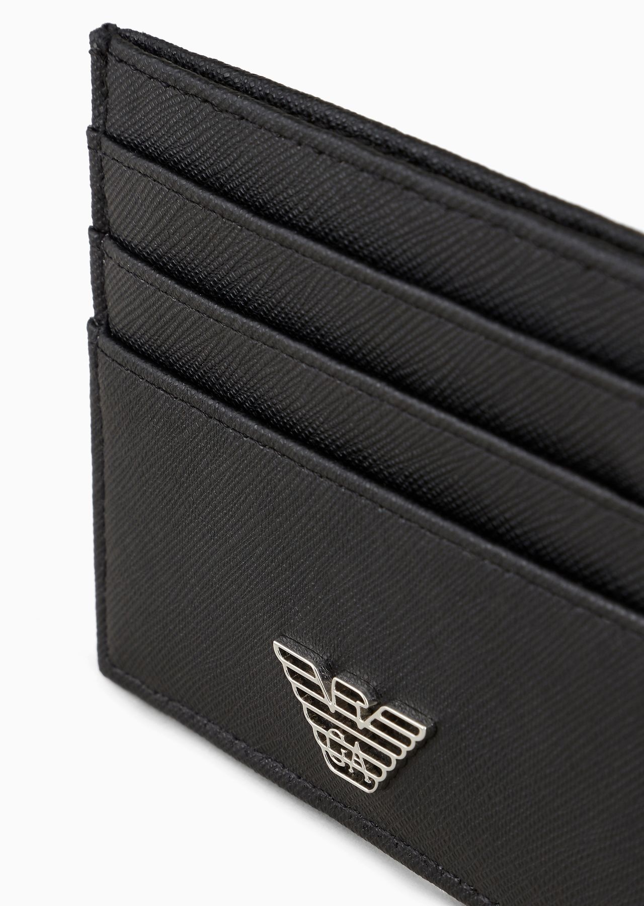 ASV regenerated Saffiano leather card holder with eagle plate - 3