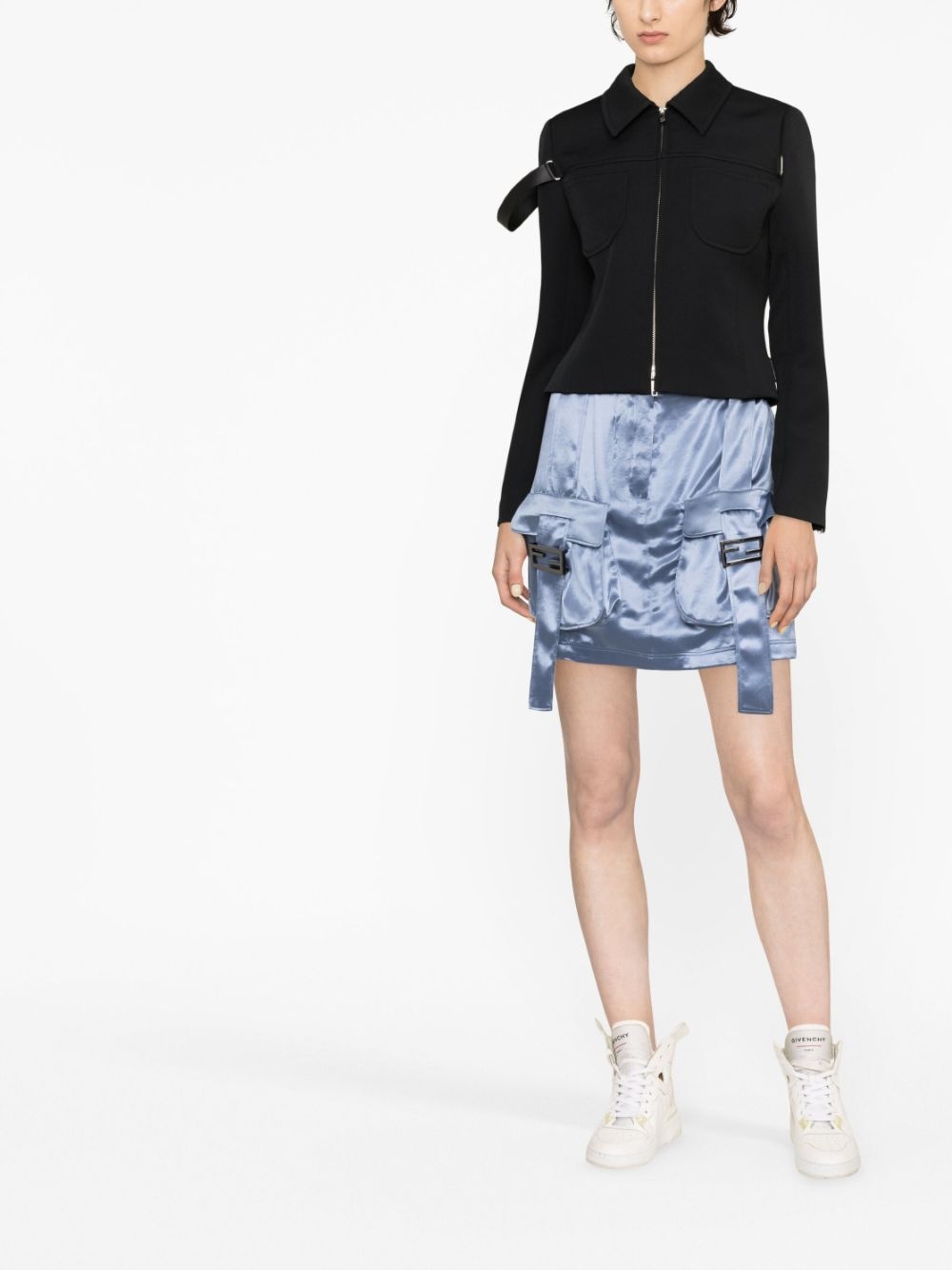 cargo pockets satin mini skirt - 2
