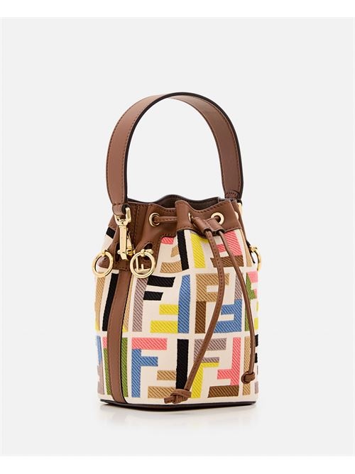 Fendi Women Mini Mon Tresor Embroidered Canvas Bucket Bag - 3