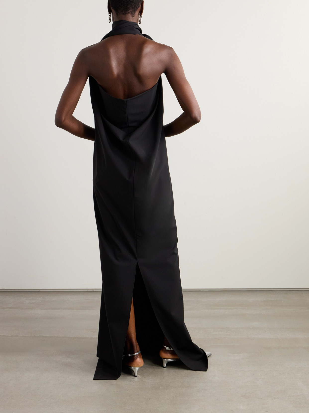 Cutout Wool Halterneck Maxi Dress - 3
