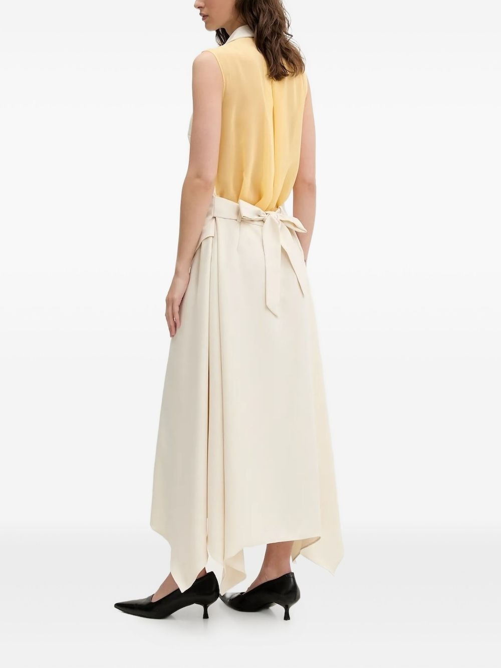 asymmetrical gold-clasp dress - 4