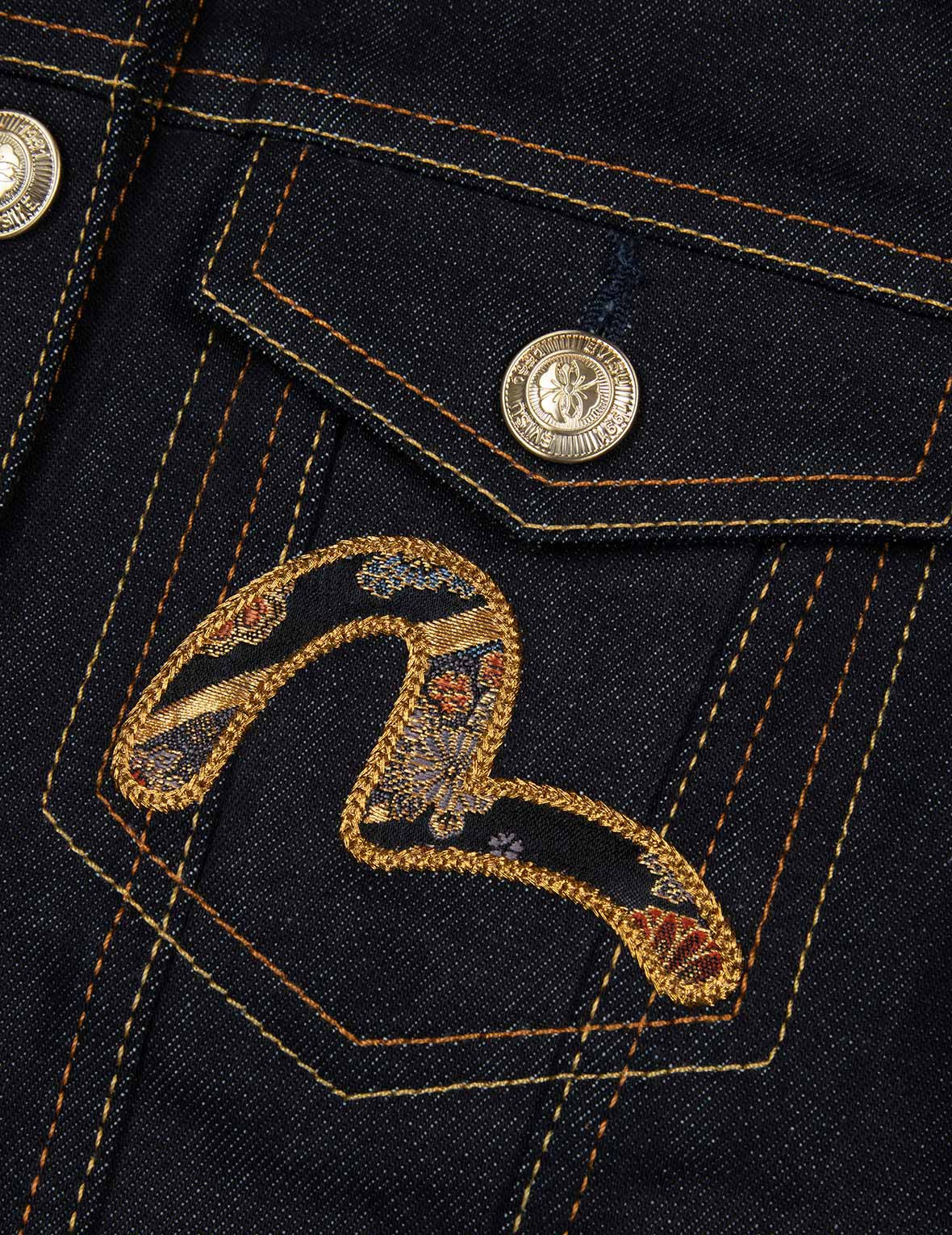 BROCADE ROSE AND LOGO EMBROIDERY REGULAR FIT DENIM JACKET - 8