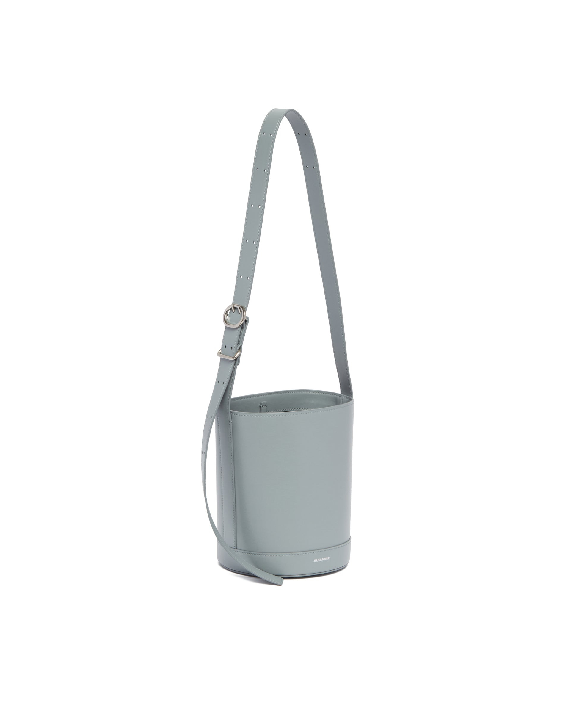 Gray Leather Cannolo Bucket Bag - 6