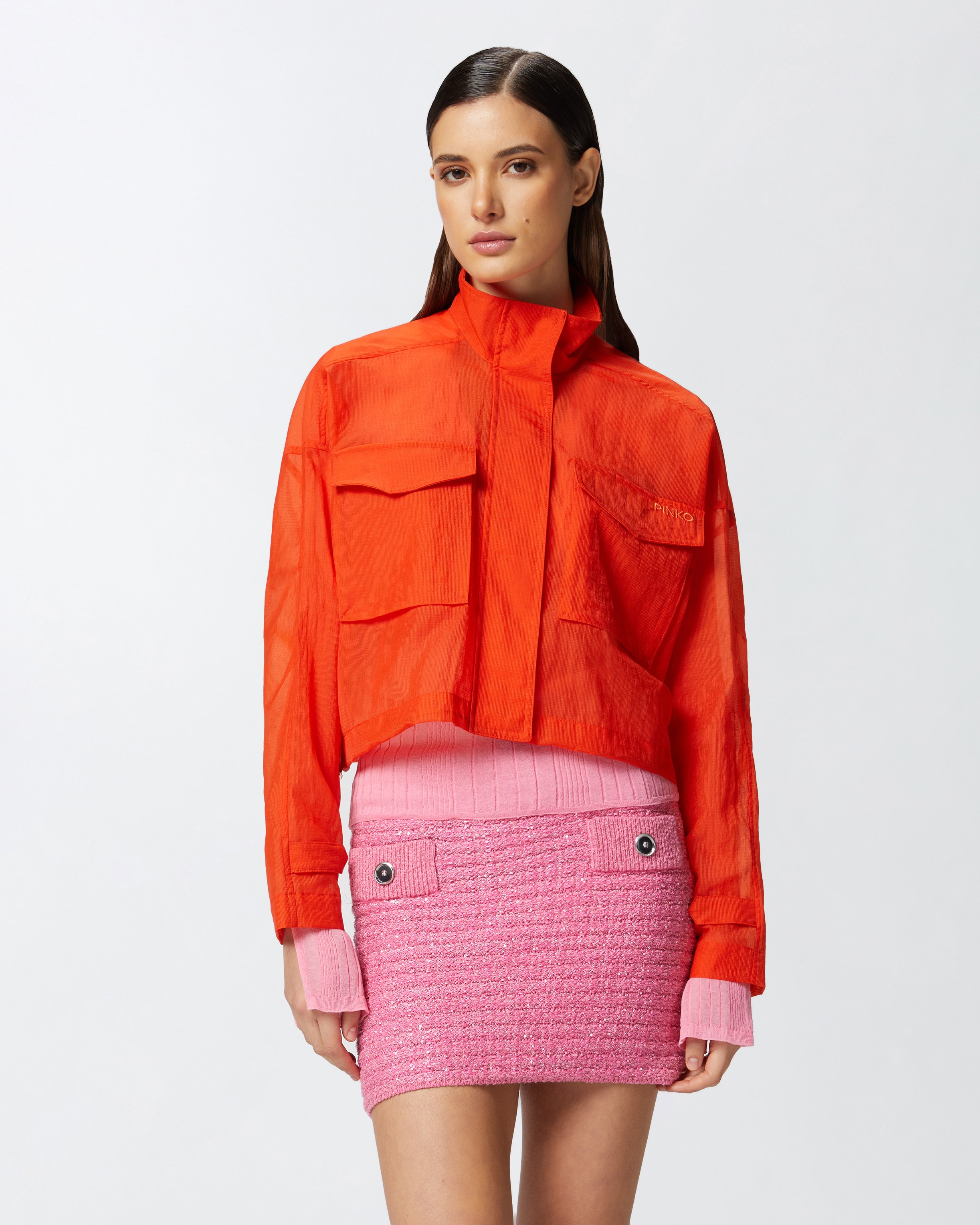 SHORT JACKET IN TECHNICAL ORGANZA-EFFECT FABRIC - 2