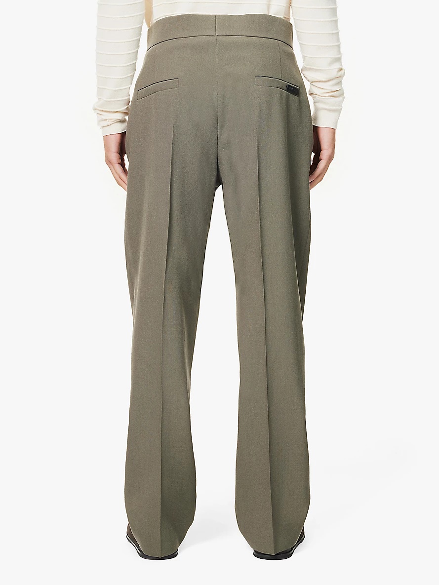 Pleat-front straight-leg wool trousers - 4