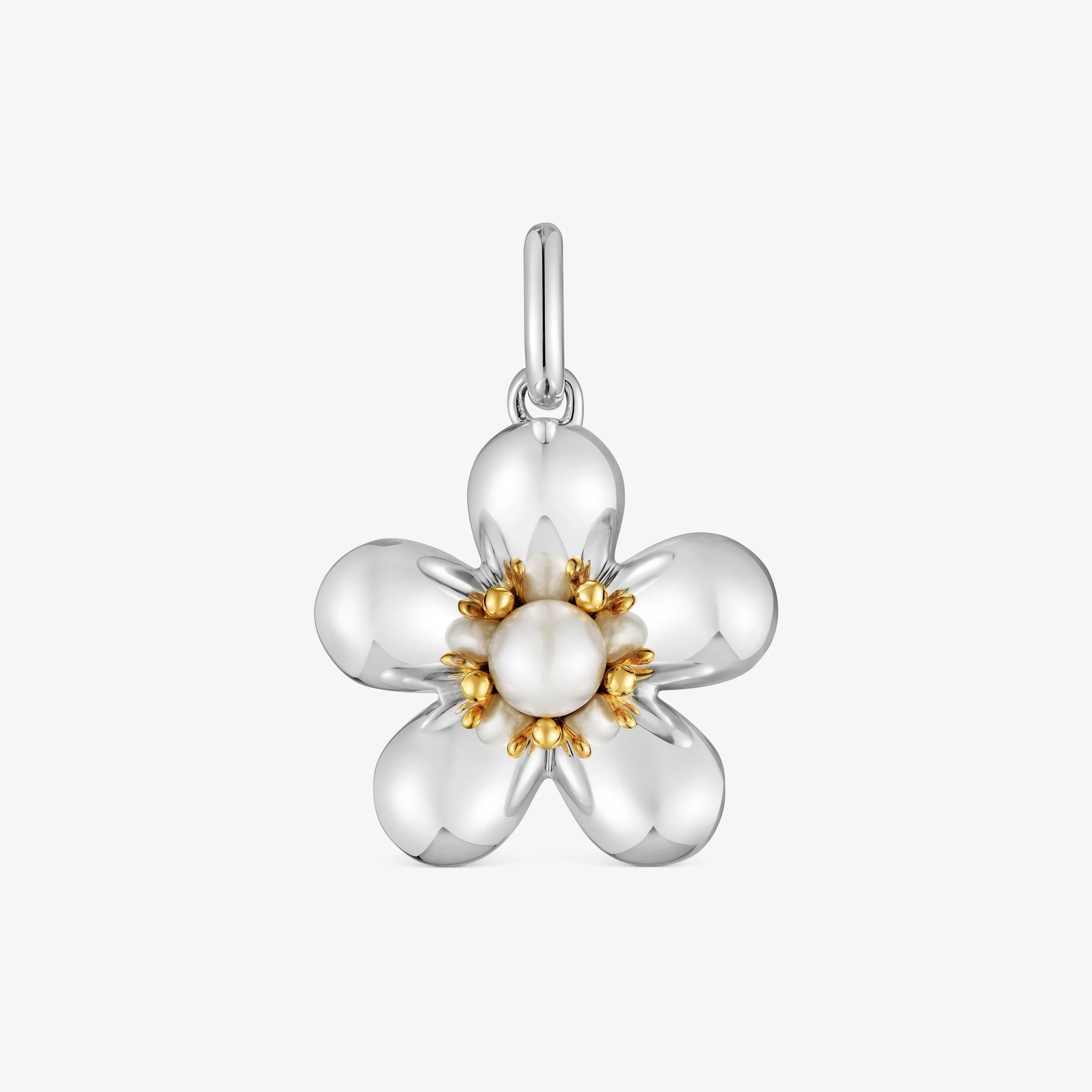 Two-tone flower Pendant with cultured pearl Daisy - 1