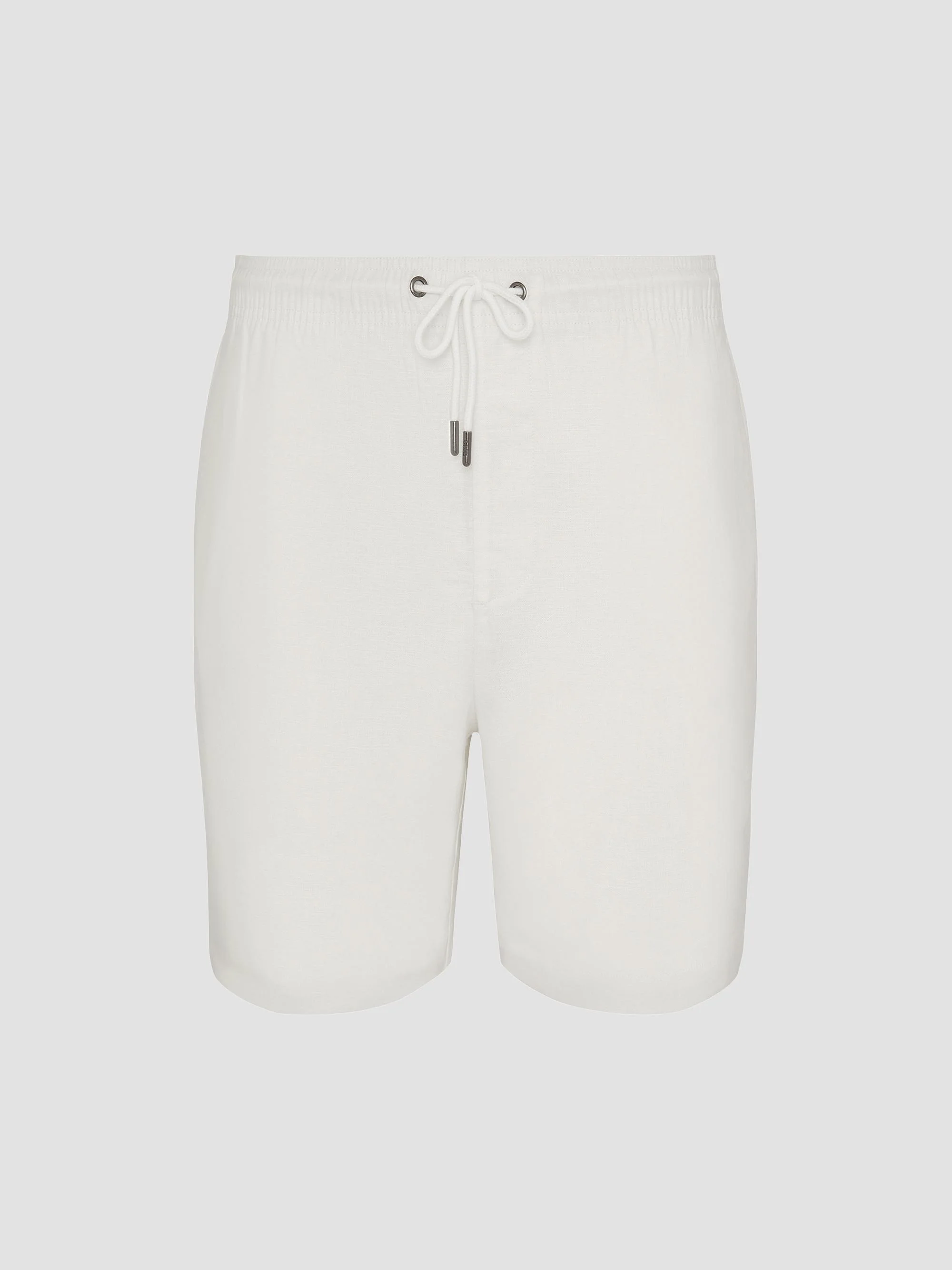 Men's Stretch Linen-Blend Drawstring Shorts - White - 1