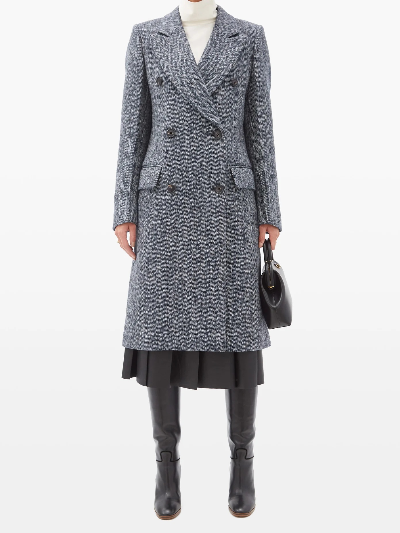 Double-breasted wool-blend wool tweed coat - 2