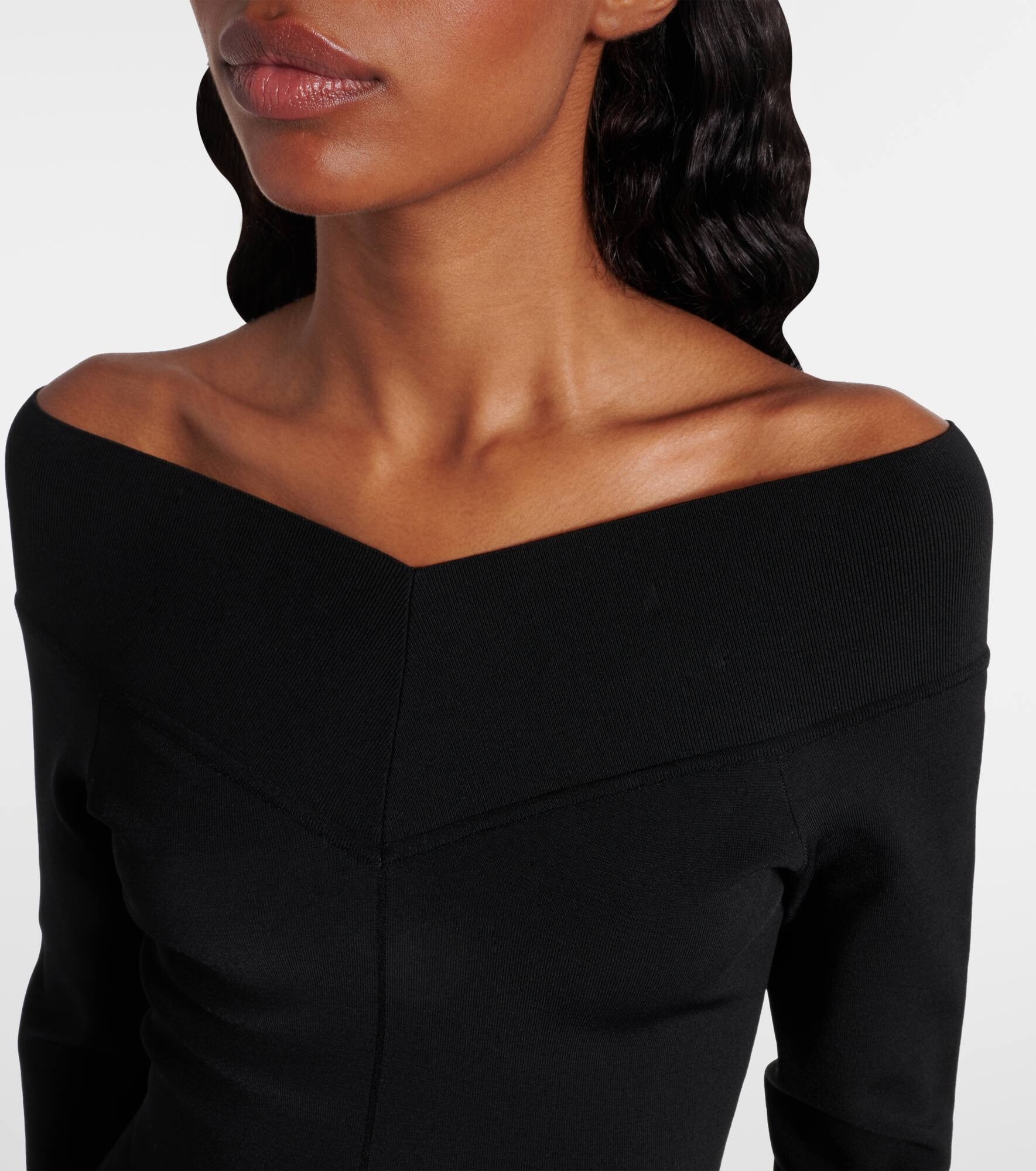 Off-shoulder jersey midi dress - 4