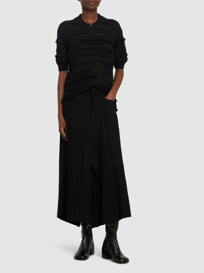 Yohji Yamamoto Wide structured twill midi skirt outlook