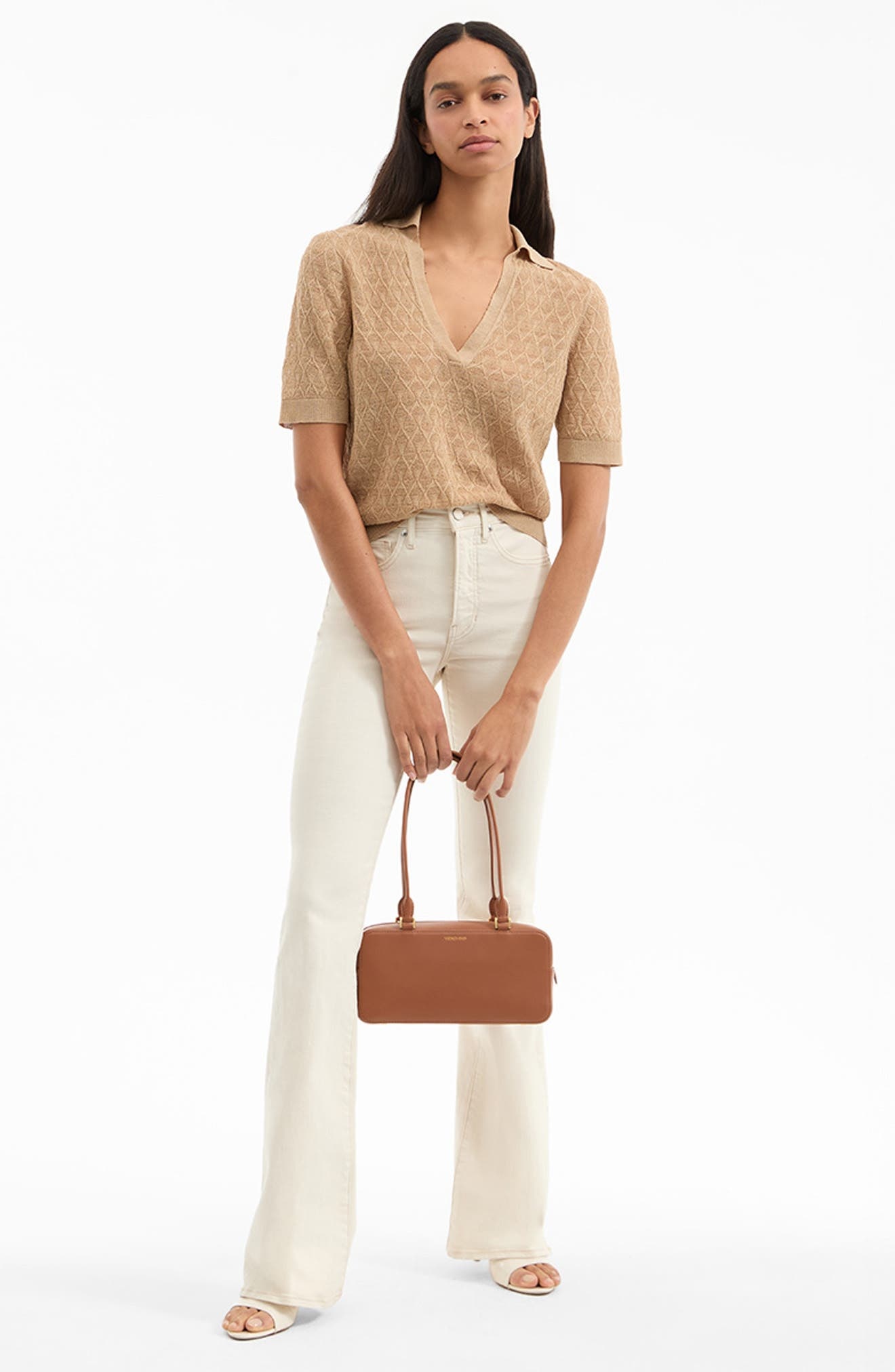 Veronica Beard Boxy Leather Shoulder Bag in Hazelwood at Nordstrom - 2